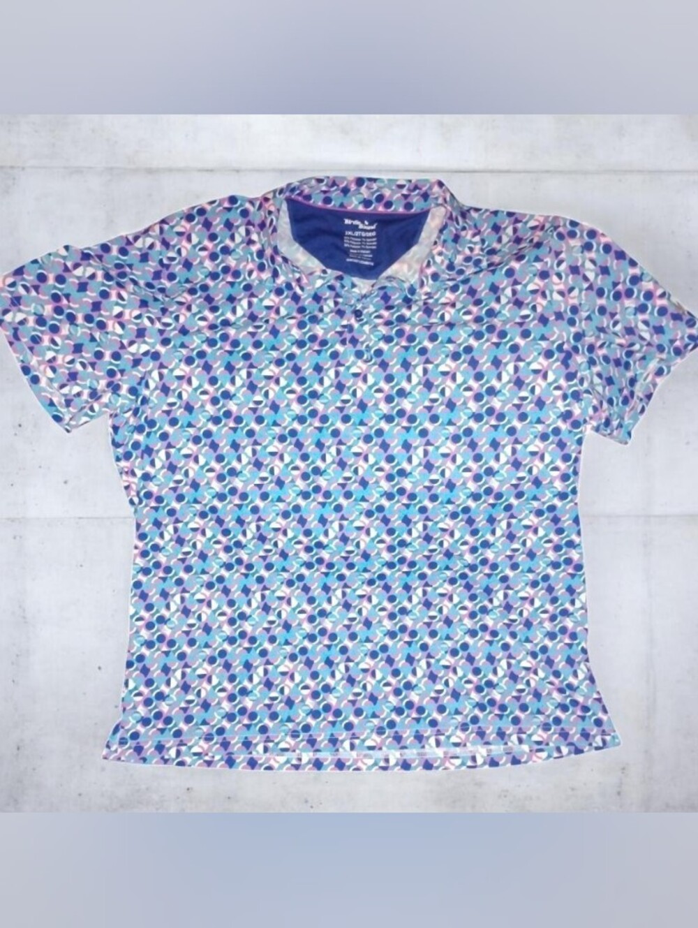 Birdie Bound Geometric Print Golf Performance Polo Shirt - Men's 2XL EUC